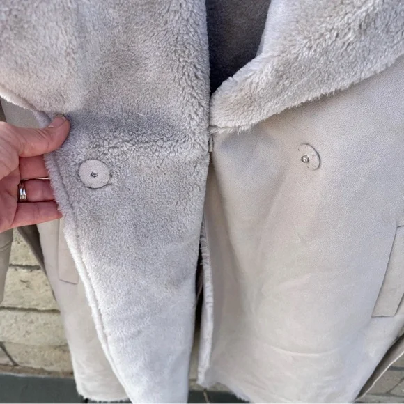 Via Spiga Faux Fur Trim Belted Wrap - Picture 7 of 9